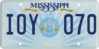 MS license plate IOY070