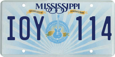 MS license plate IOY114