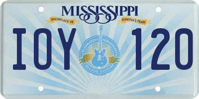 MS license plate IOY120