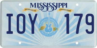 MS license plate IOY179