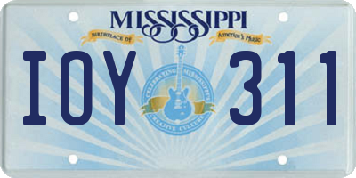 MS license plate IOY311