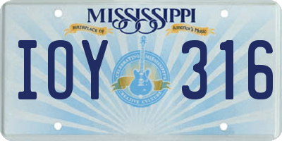 MS license plate IOY316