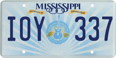 MS license plate IOY337