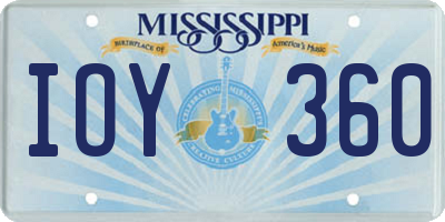 MS license plate IOY360
