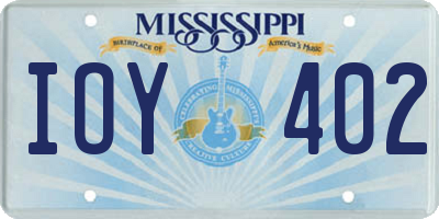 MS license plate IOY402