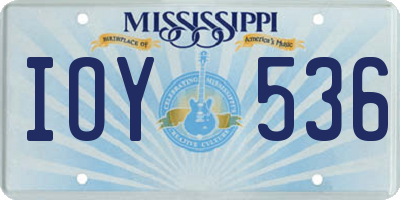 MS license plate IOY536
