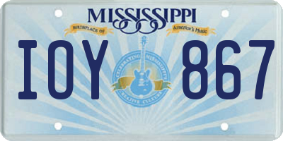 MS license plate IOY867