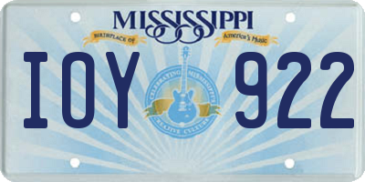 MS license plate IOY922