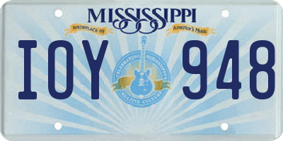 MS license plate IOY948