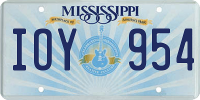 MS license plate IOY954