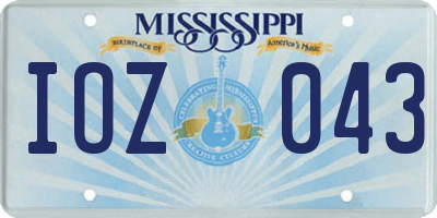 MS license plate IOZ043