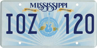 MS license plate IOZ120