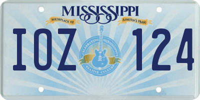 MS license plate IOZ124