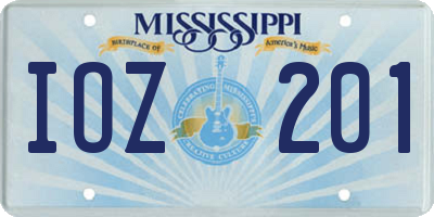 MS license plate IOZ201