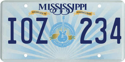 MS license plate IOZ234
