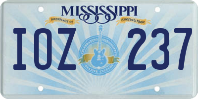 MS license plate IOZ237
