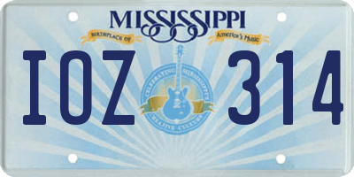 MS license plate IOZ314