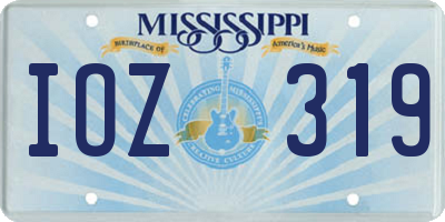 MS license plate IOZ319