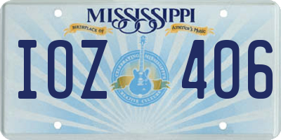 MS license plate IOZ406