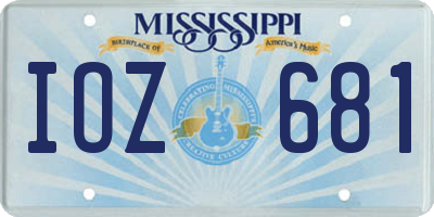 MS license plate IOZ681