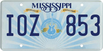 MS license plate IOZ853