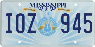 MS license plate IOZ945