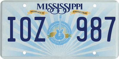 MS license plate IOZ987