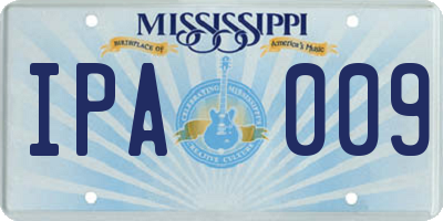 MS license plate IPA009