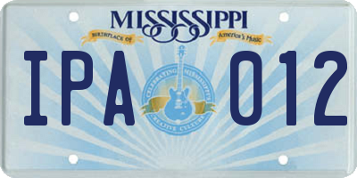 MS license plate IPA012