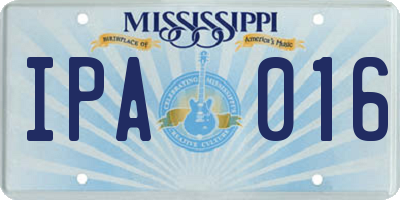 MS license plate IPA016