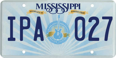 MS license plate IPA027