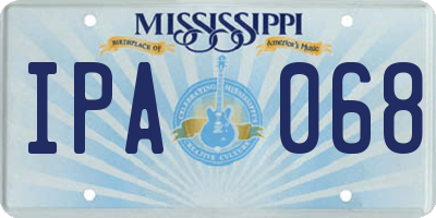 MS license plate IPA068