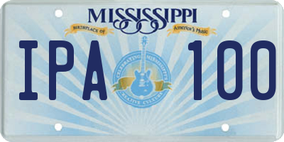 MS license plate IPA100