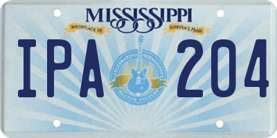 MS license plate IPA204