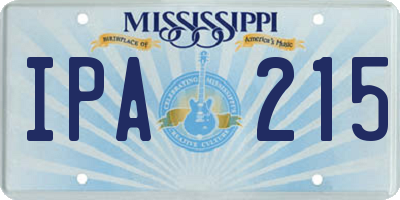MS license plate IPA215
