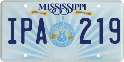 MS license plate IPA219