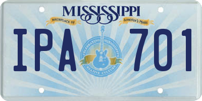MS license plate IPA701