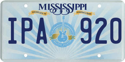 MS license plate IPA920