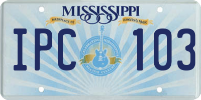 MS license plate IPC103