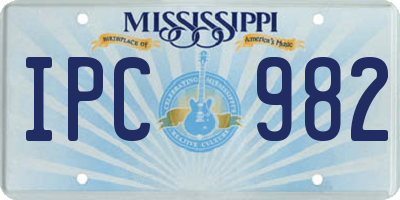 MS license plate IPC982