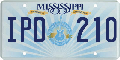 MS license plate IPD210