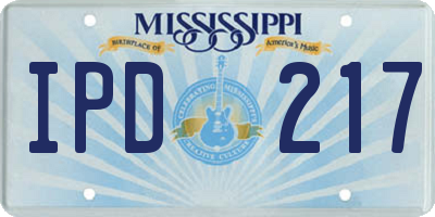 MS license plate IPD217