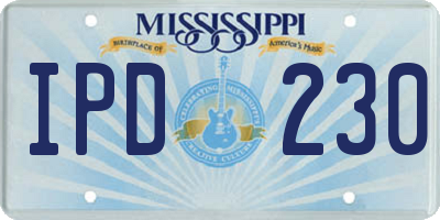 MS license plate IPD230