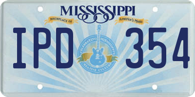 MS license plate IPD354