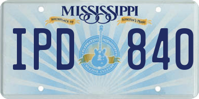 MS license plate IPD840