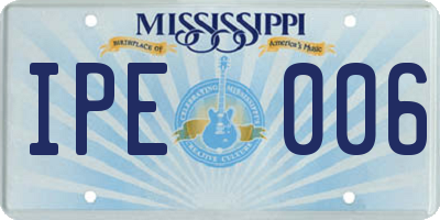 MS license plate IPE006
