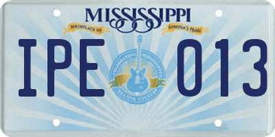 MS license plate IPE013