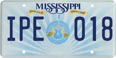 MS license plate IPE018