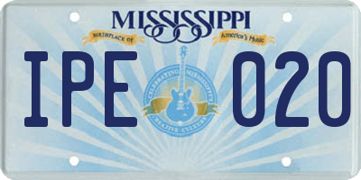 MS license plate IPE020