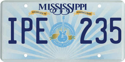 MS license plate IPE235